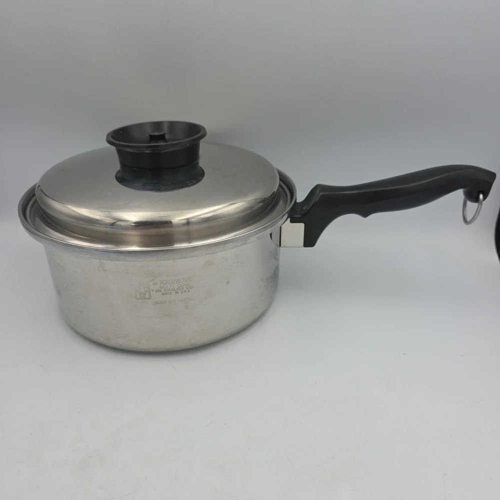 Chef's Ware Townecraft 2.5qt Saucepan w Lid Multi-Core T-304 Stainless USA Vtg